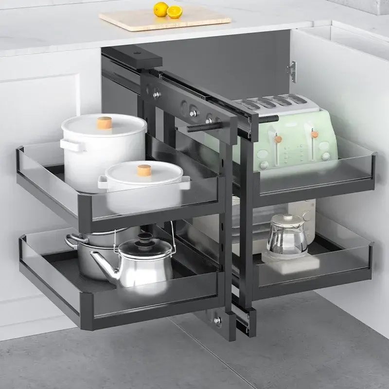 New-2024-Magic-Corner-Unit-Stainless-Steel-Universal-Storage-Pull-Out-Basket-For-Kitchen-Cabinet-Drawer magic corner in thrissur, kerala